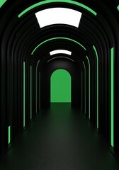 Obraz premium Futuristic tunnel with glowing green accents creating a modern aesthetic