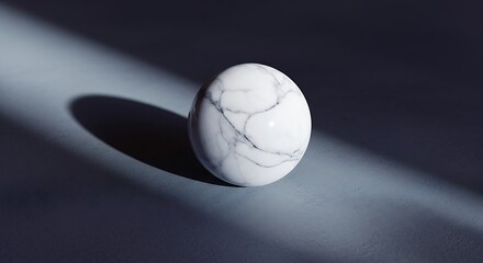Marble Sphere Casts a Dark Shadow on a Smooth Plain Surface