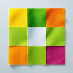 Fototapeta premium Colorful Fabric Squares Arranged in Grid Pattern