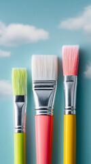 Fototapeta premium Colorful Paintbrushes Against Sky Background