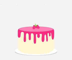 Raspberry cake isolated. Vector illustration