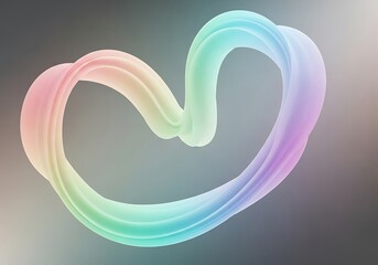 Soft pastel gradient heart shape flow on misty backdrop design concept