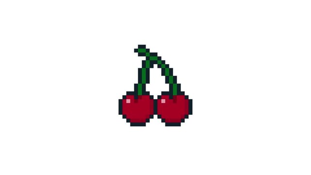8-bit pixel art cherry. looped animation 4k 30fps