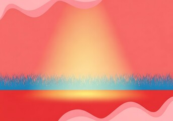 Stylized dreamy landscape scene with wavy accents and smooth gradients