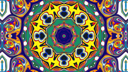 Psychedelic Spiral Kaleidoscope, Vibrant Symmetrical Pattern