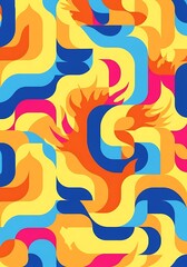 Vibrant abstract geometric background with fire design, dynamic pattern