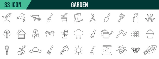 Garden icons collection, editable and resizable vector icon templates.