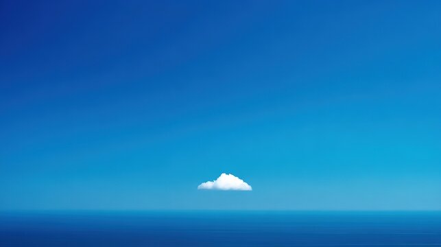 Wide-angle lens. A fluffy white cloud drifts across the vast blue sky. The weather is mild and sunny, creating a serene and peaceful atmosphere in a pristine environment. Travel magazine, destination 