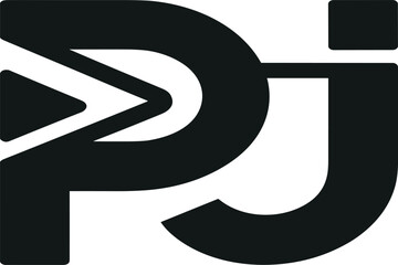 Modern PJ letter logo design, bold creative monogram emblem, minimalist black and white vector typography icon, professional branding symbol illustration