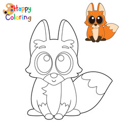 Fox cartoon character coloring page.eps