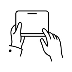 Hand Holding Tablet Device Outline Icon