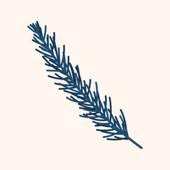 Naklejka premium Branch of pine. Winter plant. Winter branches and leaves. Winter floral elements. Holiday decoration. Vector illustration