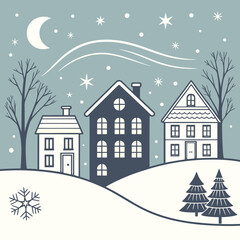 Fototapeta premium winter landscape with houses