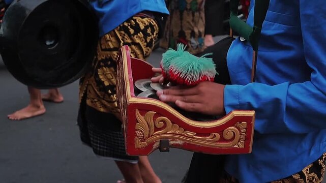 Close-up of Sasak Musician Playing Traditional Gendang Beleq Percussion Instrument in Lombok, Indonesia Cultural Performance at Lombok, Indonesia - June 22, 2025