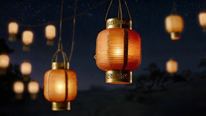 Hanging Lanterns Night Sky