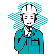 悪巧みをする作業員の男性