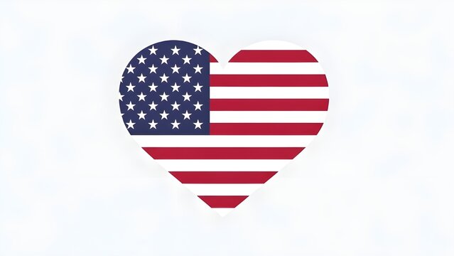 Heart-shaped american flag symbolizing love for country, patriotism, national identity, and unity, isolated on a clean white background.