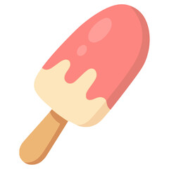 sweet pink ice cream food snack flat color vector illustration template design