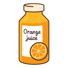 orange juice in glass bottle drink beverage fresh nature fruit flat color vector illustration template design