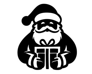 silhouette of santa claus holding a gift, icon isolated on white background, christmas icon 6

