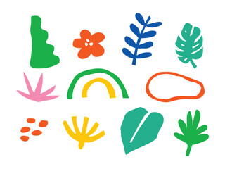 Set Of Abstract Colorful Organic Cutout Doodle Elements And Shapes