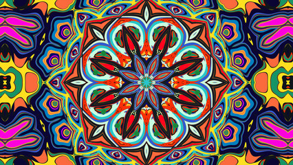 Fototapeta premium Cosmic Psychedelic Kaleidoscope, VJ Background Visual