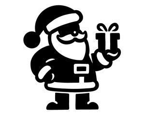 silhouette of santa claus holding a gift, icon isolated on white background, christmas icon 8
