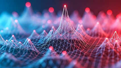 Abstract Digital Network Data Visualization with Futuristic Light Connections