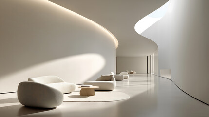 Cloud dancer minimalist architecture interior design concept for modern lounge area luxury space, colour of the year 2026