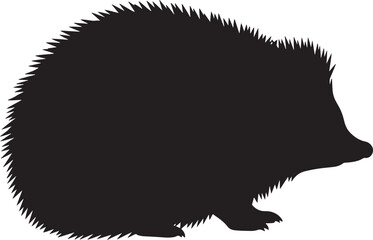 Hedgehog silhouette illustration. woodland animal icon with spiny fur and pointed snout, wildlife emblem.