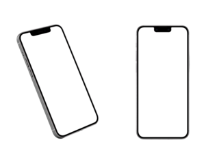 Two Smartphones with Blank White Screens Mockup