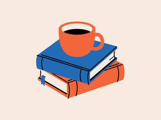 A coffee cup placed on top of a book