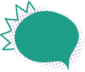 Naklejka premium Cute dialogue speech bubble with naive doodle expression, pop art cartoon bubble with halftone shadow,