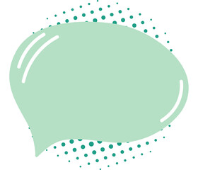 Naklejka premium Message mint green balloon pop art bubble, flat simple icon with dots decoration, isolated cute sticker for media banner