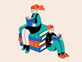 A girl and a boy reading, World Book and Copyright Day