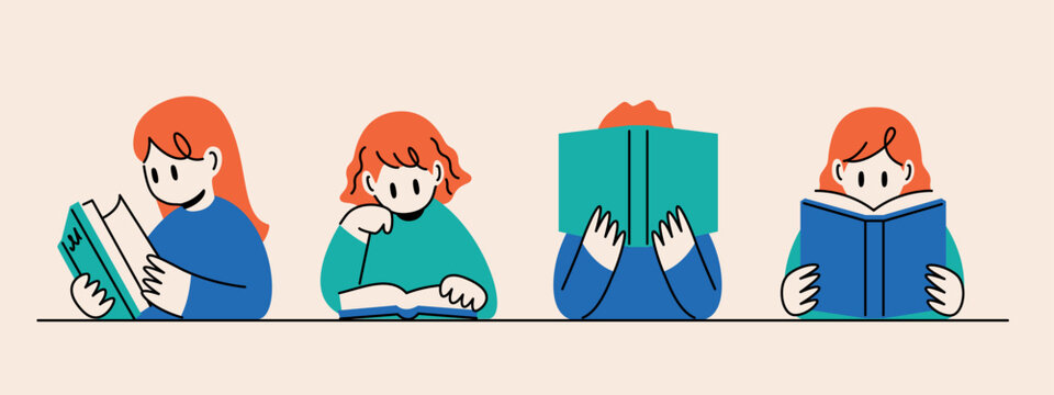 Illustration of children reading, World Book and Copyright Day