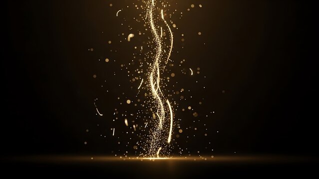 Golden light trails with sparkling particles