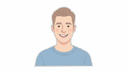 Smiling man with light hair and blue shirt looking directly at the viewer.