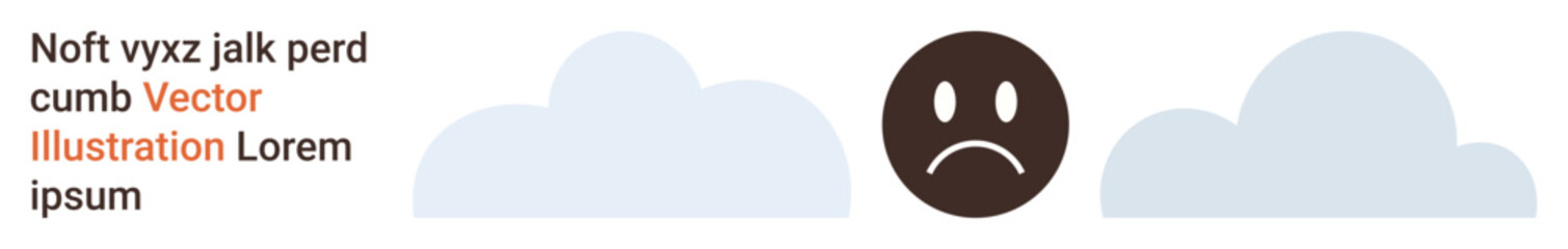 Fototapeta premium Mental health, depression, loneliness, emotional stress, mood swings, sadness awareness. Image of a frowning face between clouds. Mental health and depression are