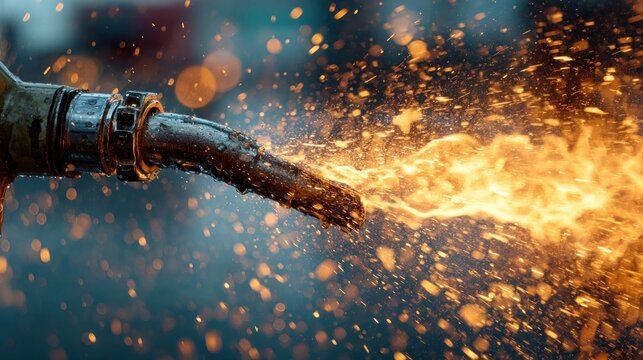 Fuel nozzle spraying flammable liquid