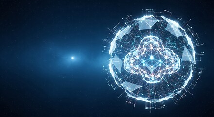 Futuristic Digital Sphere with Glowing Particles and Data Connections in Cyberspace Concept