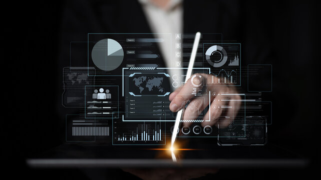 A comprehensive business intelligence dashboard for data analysis. The interface displays global metrics, team performance charts, and financial reports for strategic planning. Fermion
