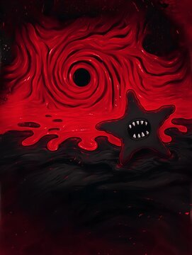 Horror fantasy adventure theme, stranger carnivorous plant starfish, a sense mix of mystery and cute