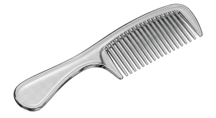 Elegant silver metal comb with wide teeth for styling hair on a black background