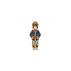 Balinese Traditional Dance Costume Man Icon Vector Illustration, Cultural Performance Apparel, Indonesian Heritage Fashion, Festival Clothing
