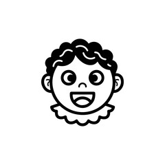Charming Baby Face Icon with Curly Hair and Big Smiling Mouth Vector Illustration Simple and Happy