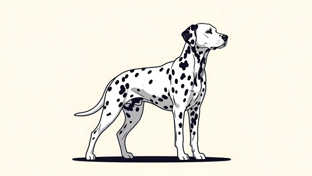 Elegant Dalmatian dog illustration with sleek black and white spots