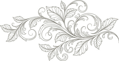 Elegant ornamental flourish with delicate leaf motifs