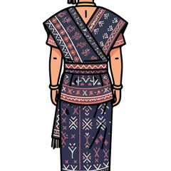 Traditional Ethnic Indonesian Woman Wearing Colorful Batik Sarong and Blouse With Intricate Patterns