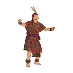 Traditional Indigenous Warrior Dancer in Ceremonial Attire with Feather Headdress and Ornate Jewelry Performing Ritual